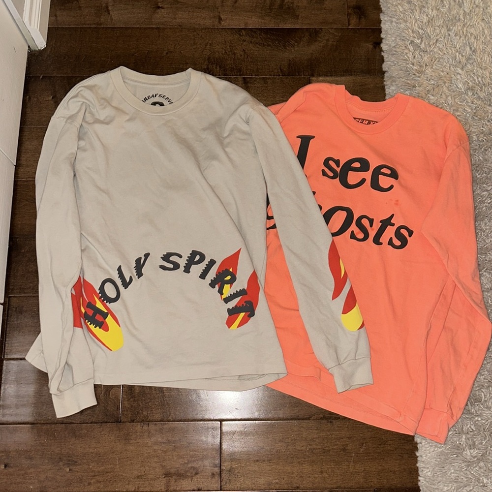 Sunday Service Holy Spirit + CPFM Kids See Ghosts Long Sleeve Tees Bundle Small